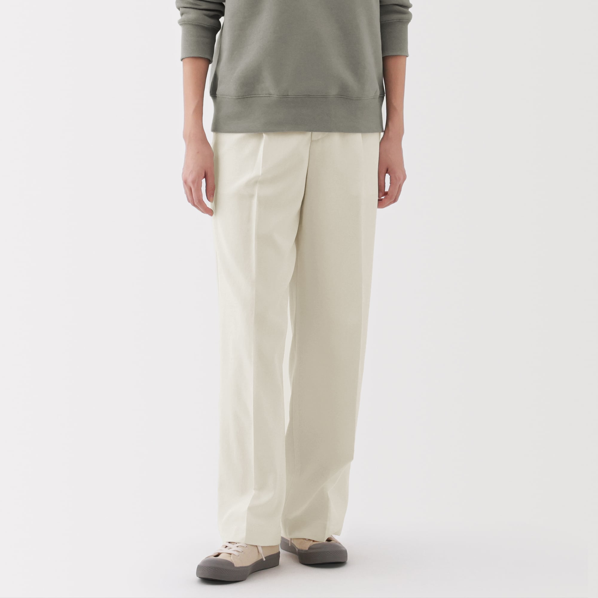 婦人　撥水　タックストレートパンツ