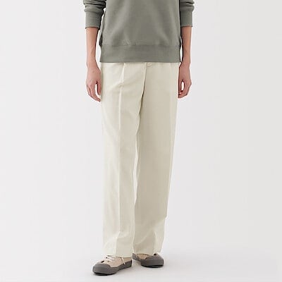 婦人　撥水　タックストレートパンツ