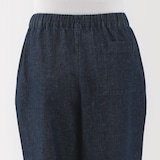 婦人　コットン　リネン　デニムイージーワイドパンツ