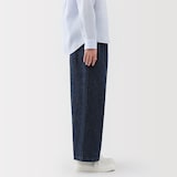 婦人　コットン　リネン　デニムイージーワイドパンツ