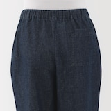 婦人　コットン　リネン　デニムイージーワイドパンツ