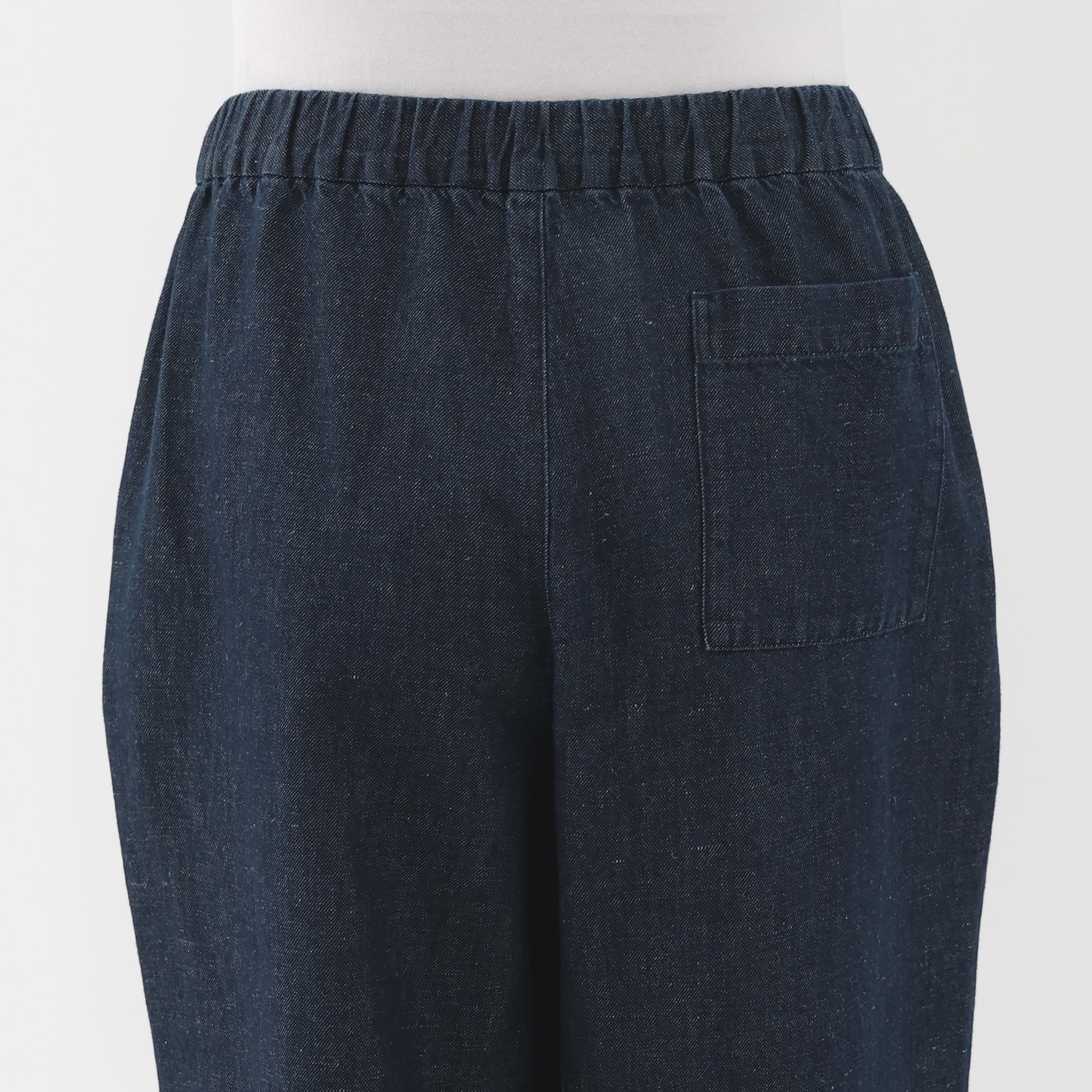 婦人　コットン　リネン　デニムイージーワイドパンツ