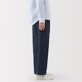 婦人　コットン　リネン　デニムイージーワイドパンツ