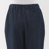 婦人　コットン　リネン　デニムイージーワイドパンツ