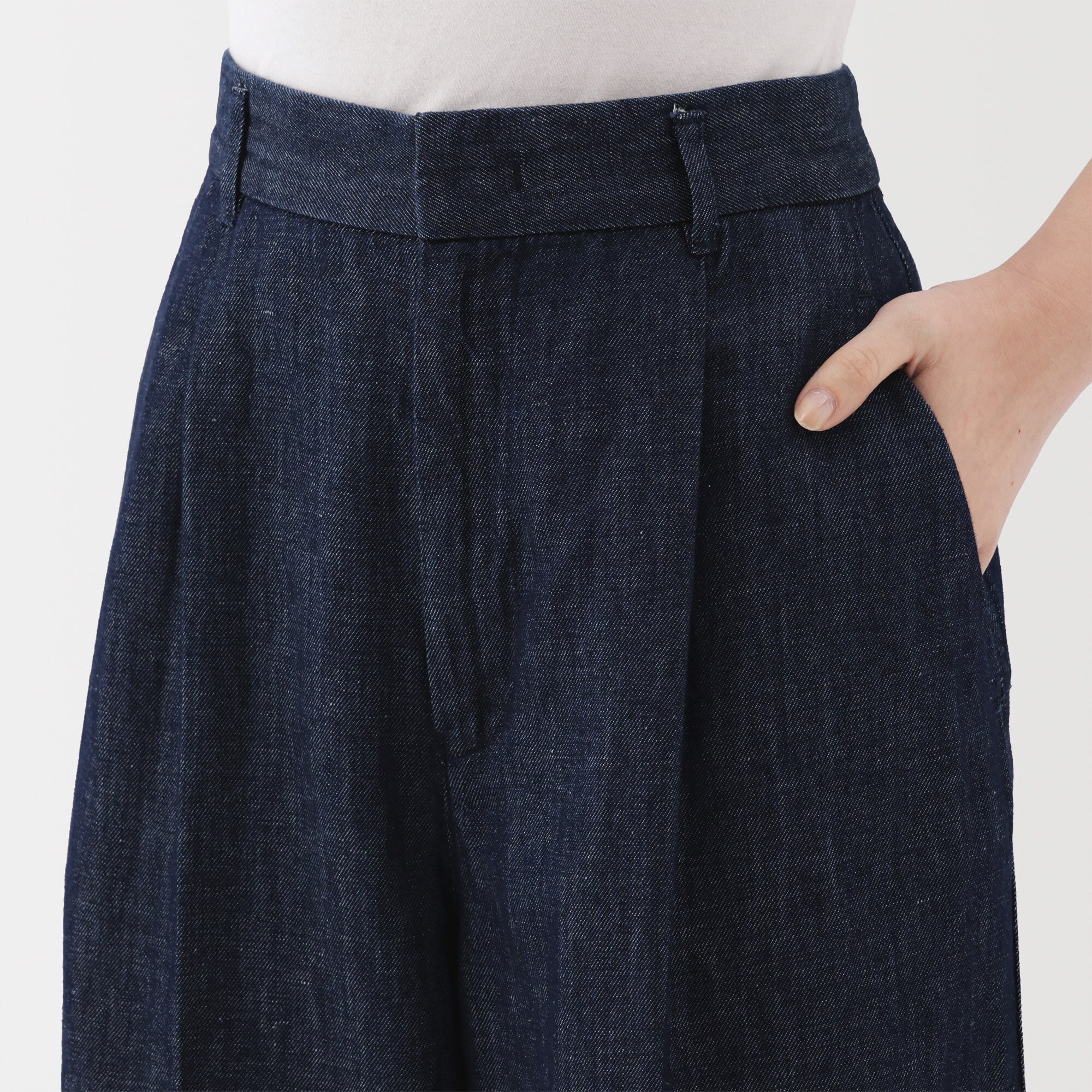 婦人 ヘンプ混 デニムタックワイドパンツ | 無印良品