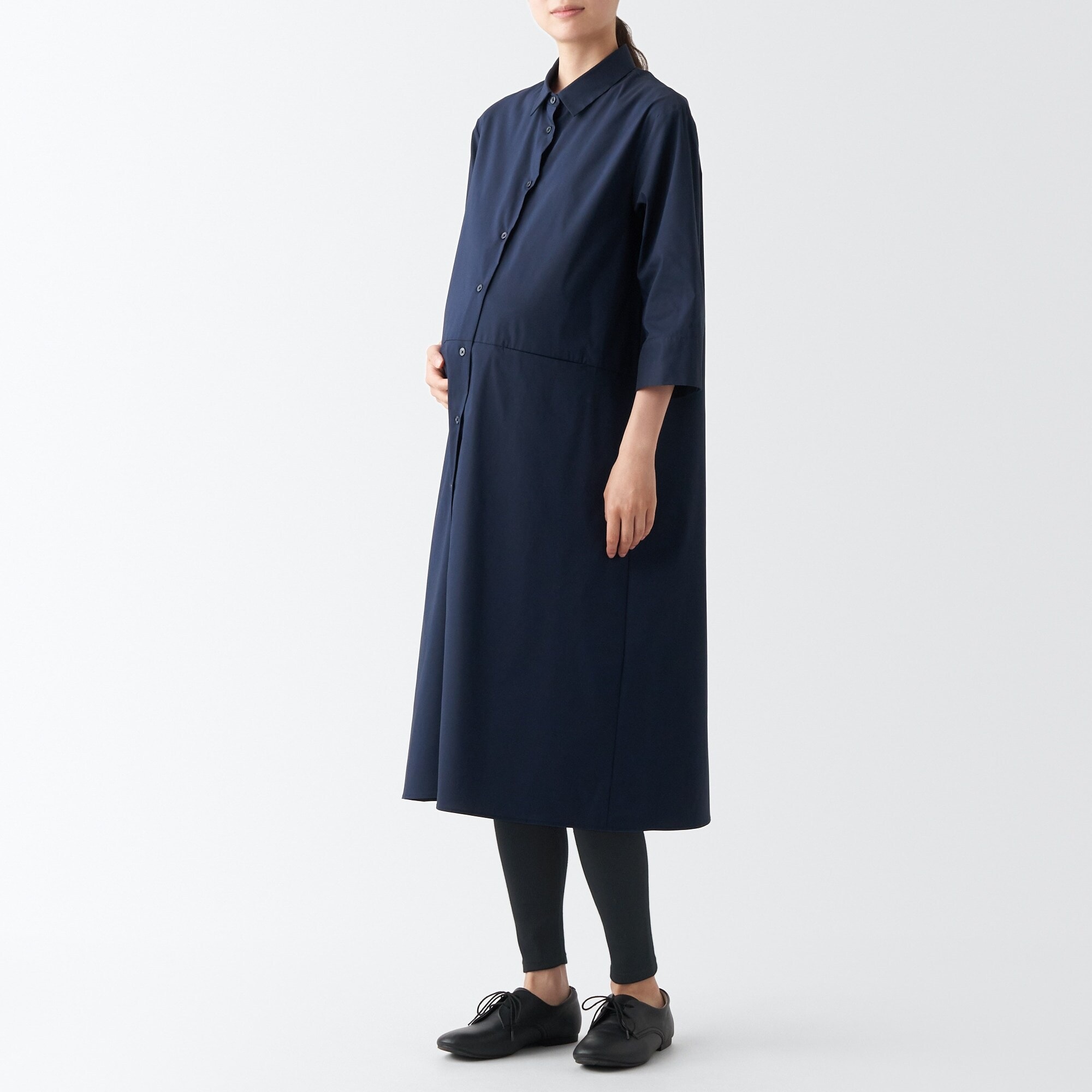 婦人　ストレッチリブ編み　腹巻つきレギンス（十分丈／マタニティ）