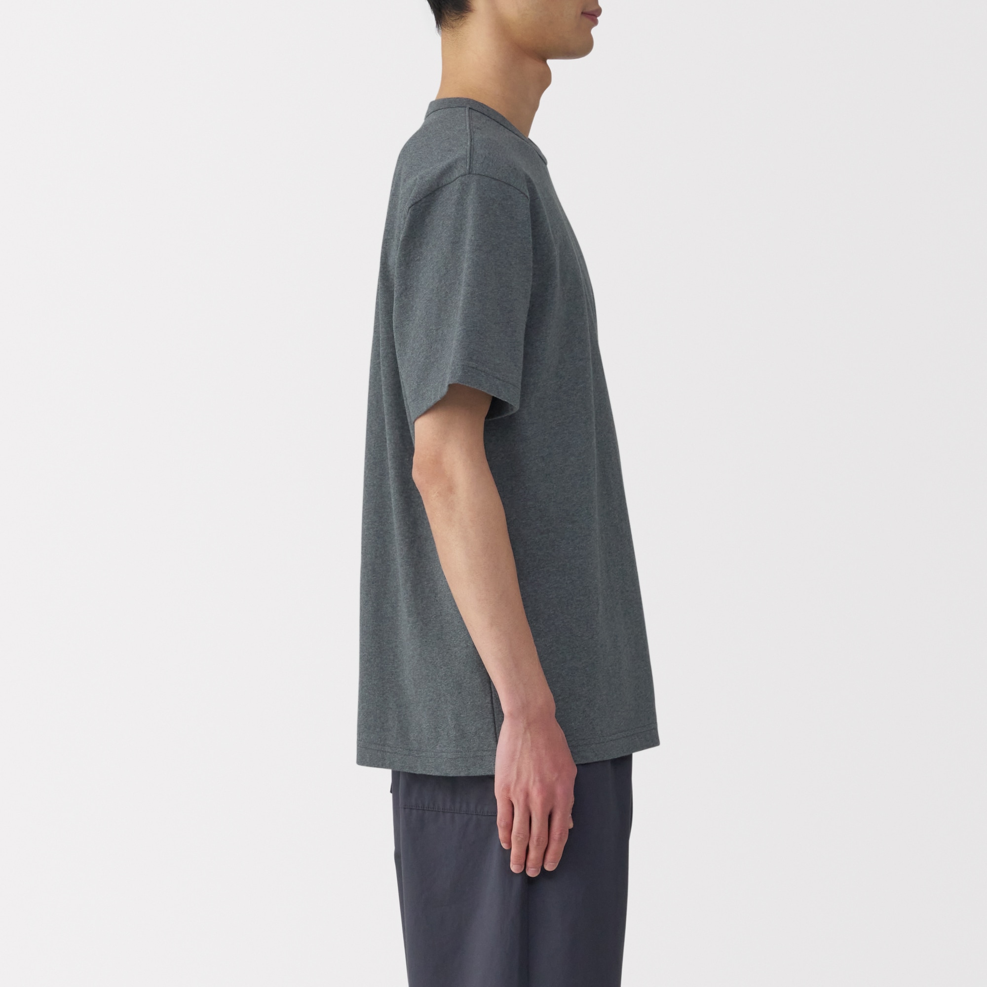 紳士 洗いざらし太番手クルーネック半袖Tシャツ | 無印良品