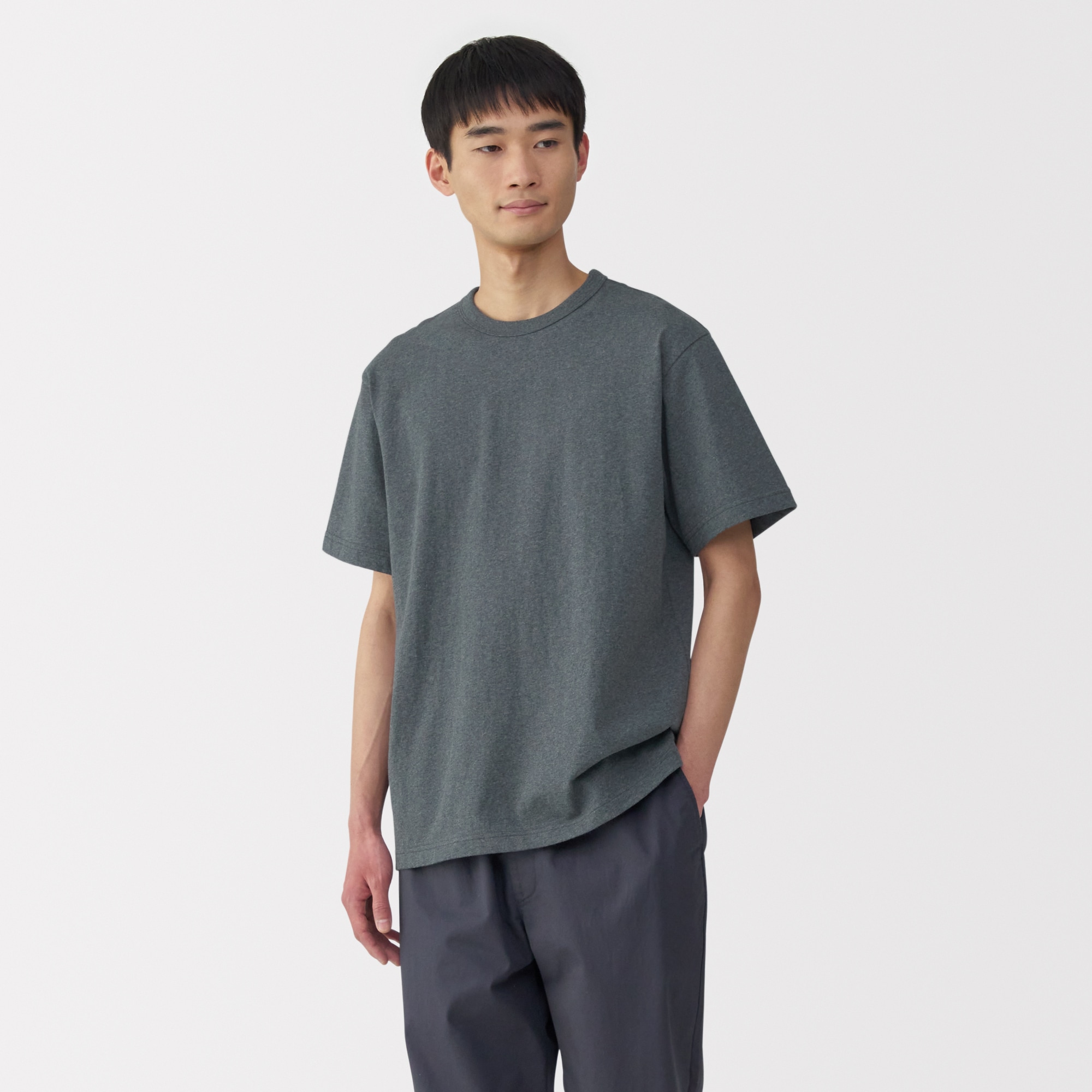 紳士 洗いざらし太番手クルーネック半袖Tシャツ | 無印良品