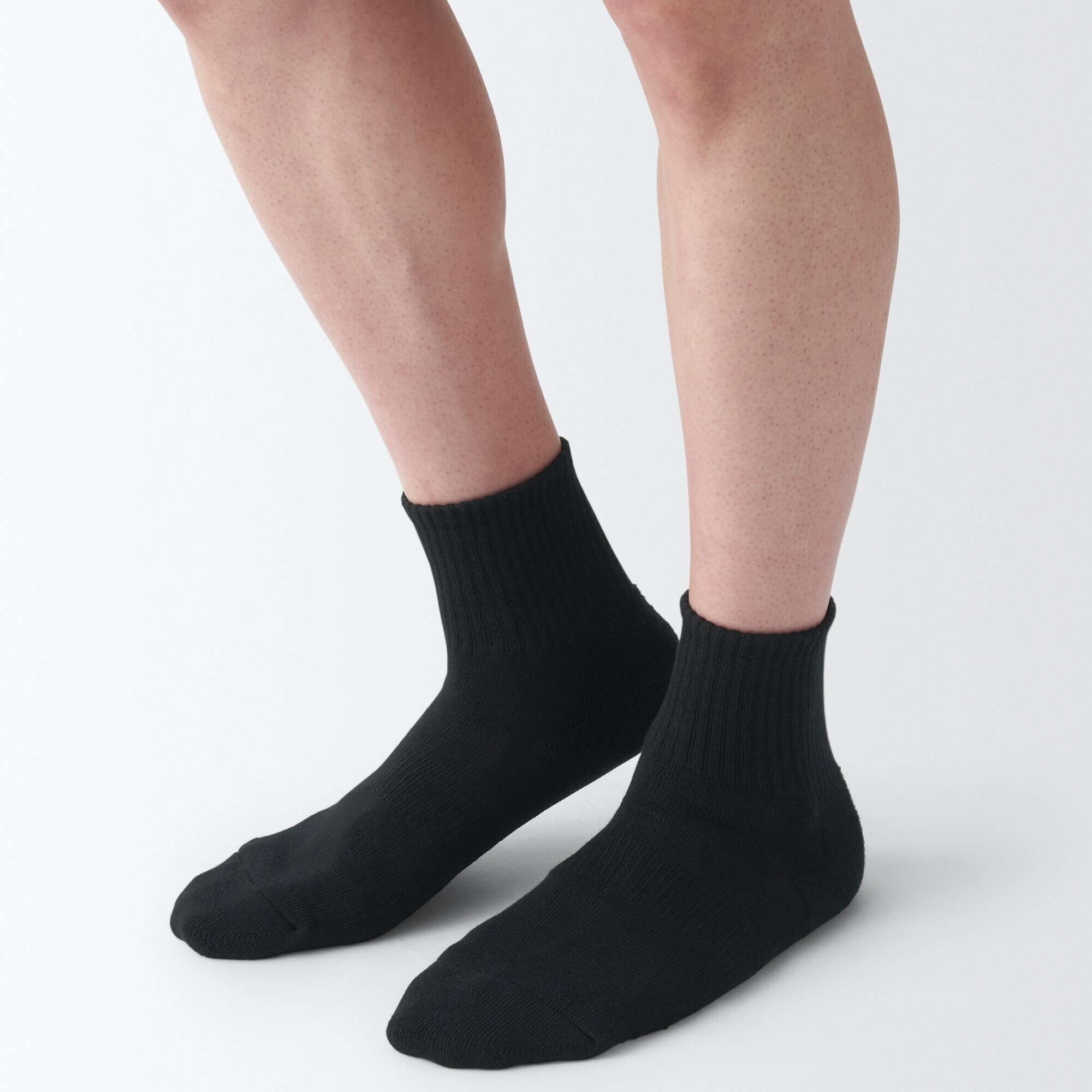 紳士　足なり直角　パイル編み　ショート丈靴下（無地）