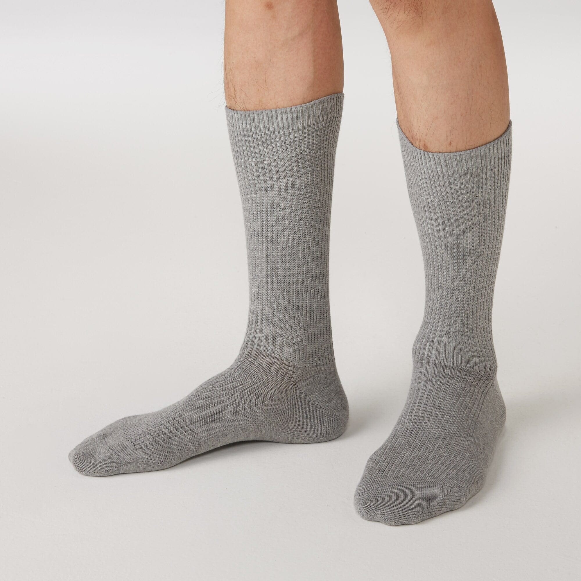 紳士　足なり直角　ズレ落ちにくいリブ編み靴下　※杢色