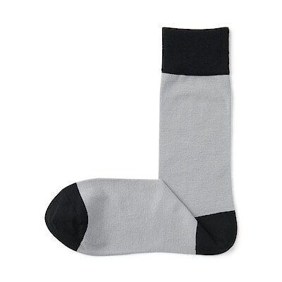 紳士　光沢感のあるウール糸で編んだ　足なり直角　靴下（配色）