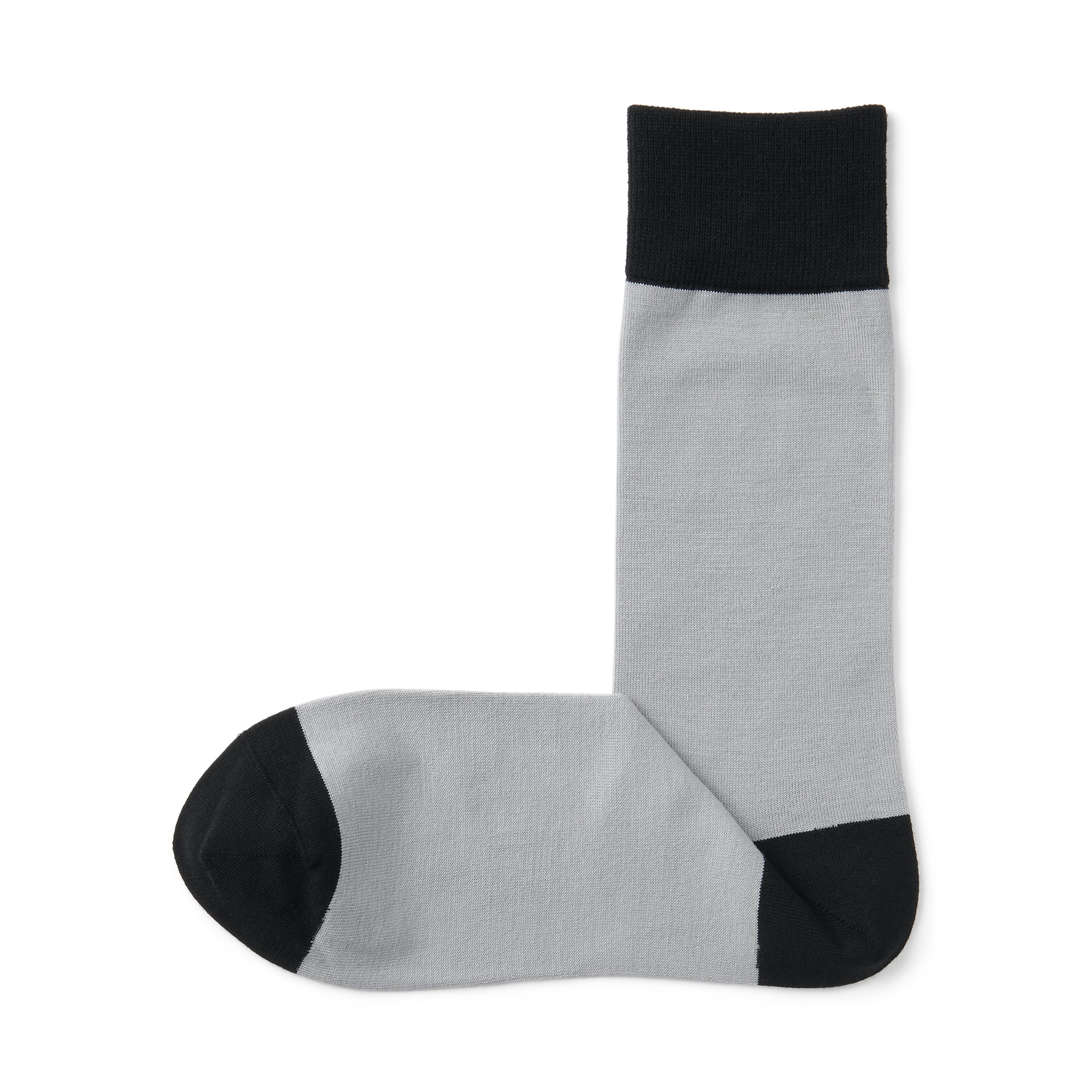 紳士　光沢感のあるウール糸で編んだ　足なり直角　靴下（配色）