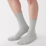 紳士　足なり直角　リブ編み　厚手靴下（無地）