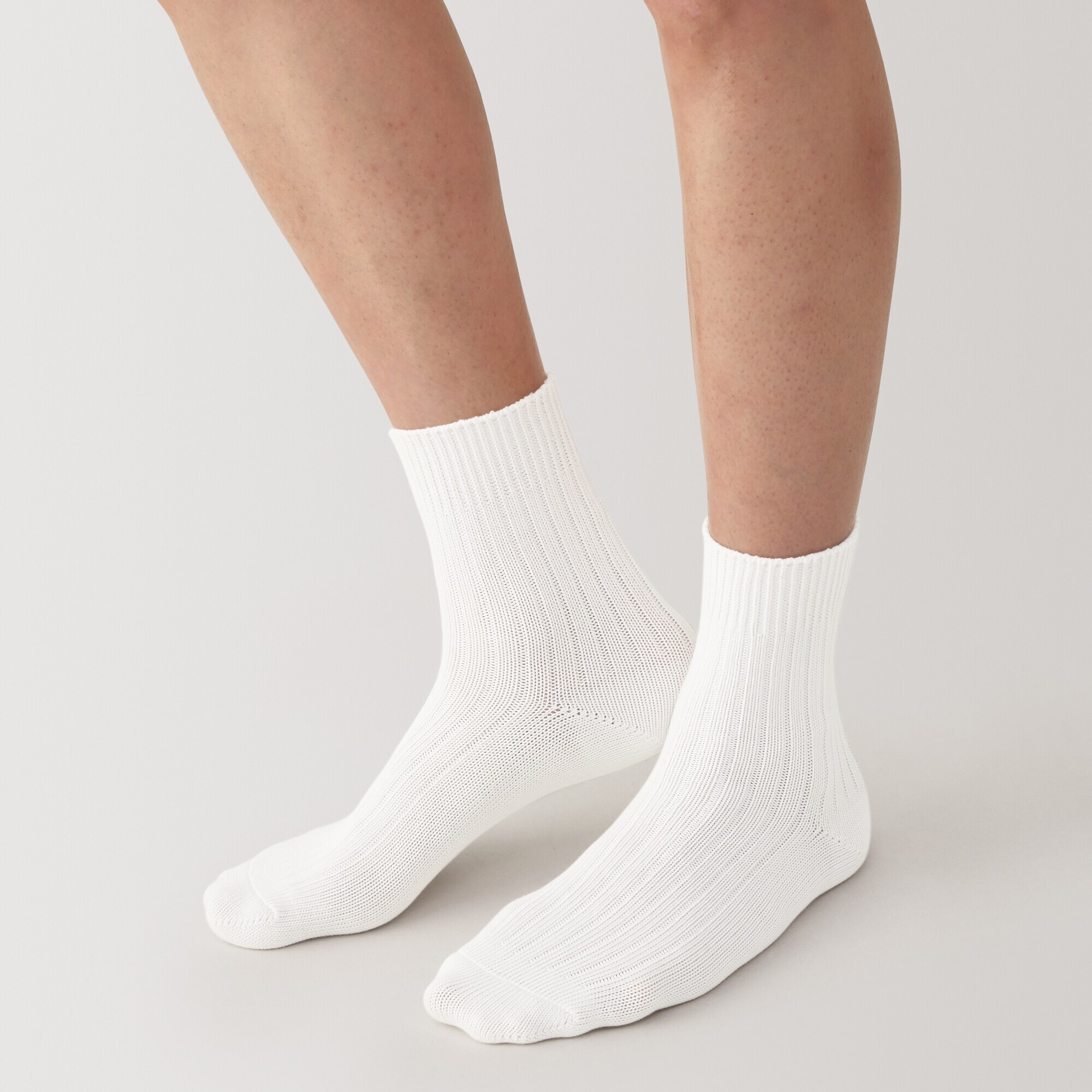 紳士　足なり直角　リブ編み　厚手ショート丈靴下