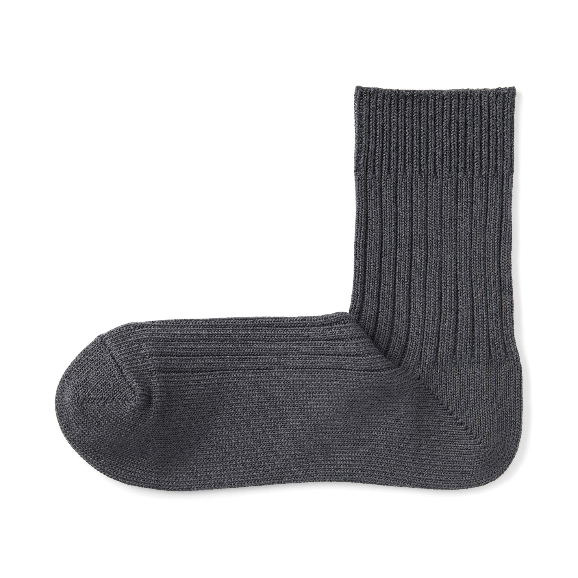 紳士　足なり直角　リブ編み　厚手ショート丈靴下