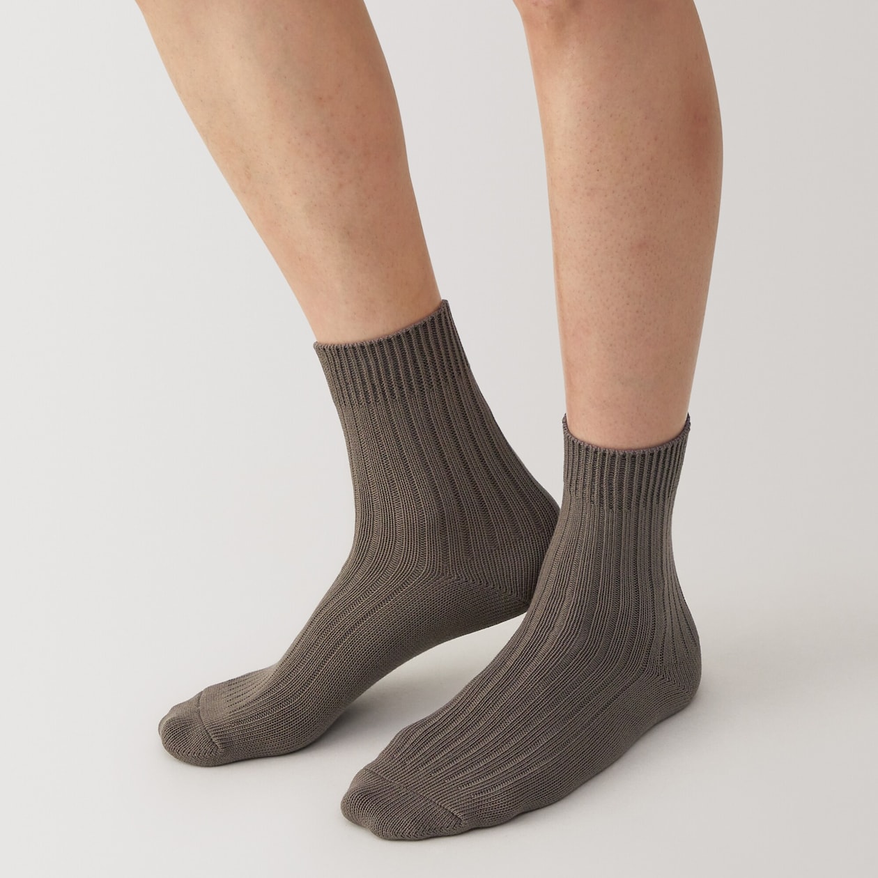 紳士　足なり直角　リブ編み　厚手ショート丈靴下