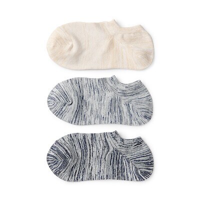 婦人　足なり直角　残糸で編んだ　スニーカーイン（３足組）