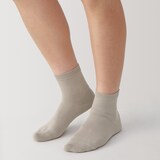 婦人　足なり直角　履き口やわらか　ショート丈靴下（口ゴムなし・三層）