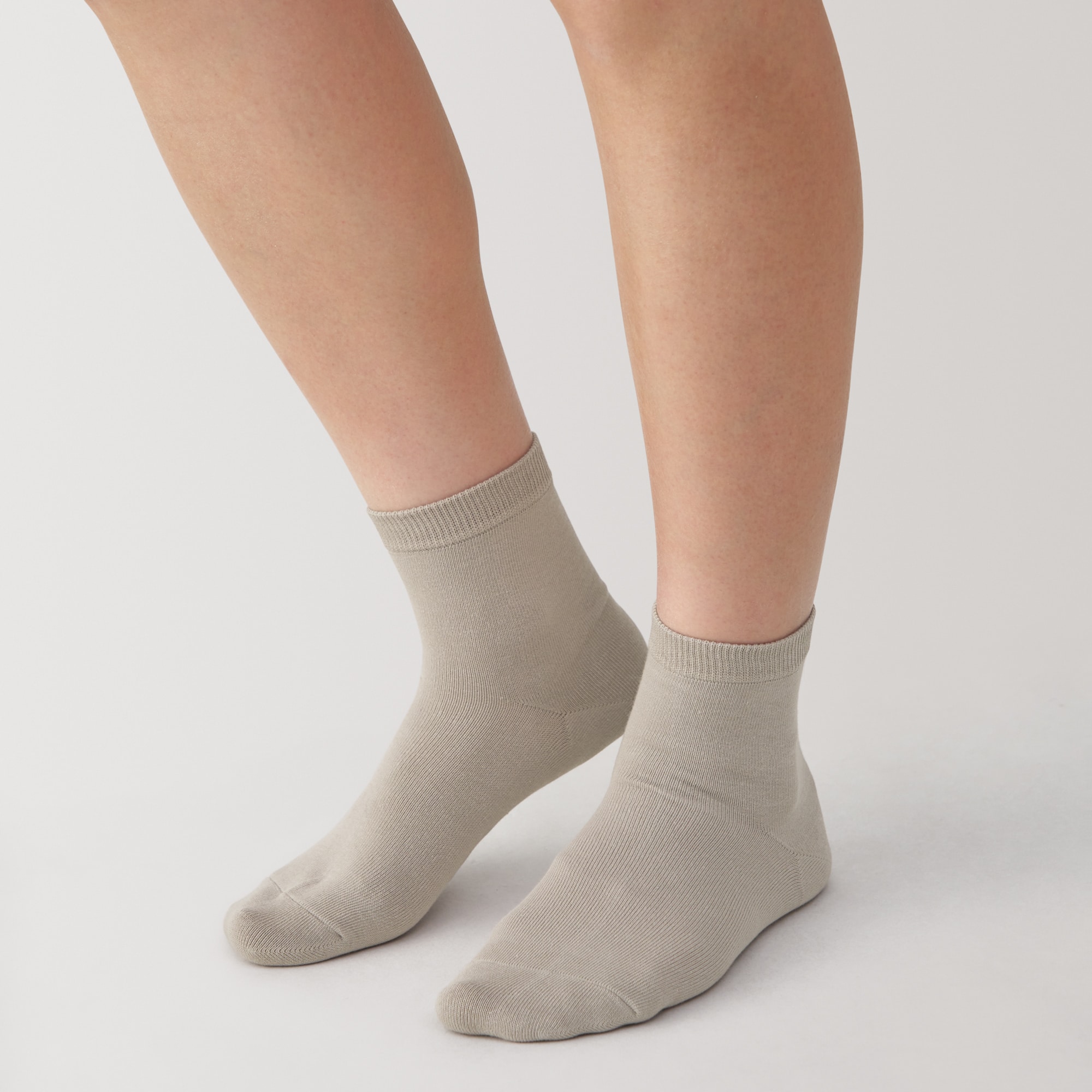 婦人　足なり直角　履き口やわらか　ショート丈靴下（口ゴムなし・三層）