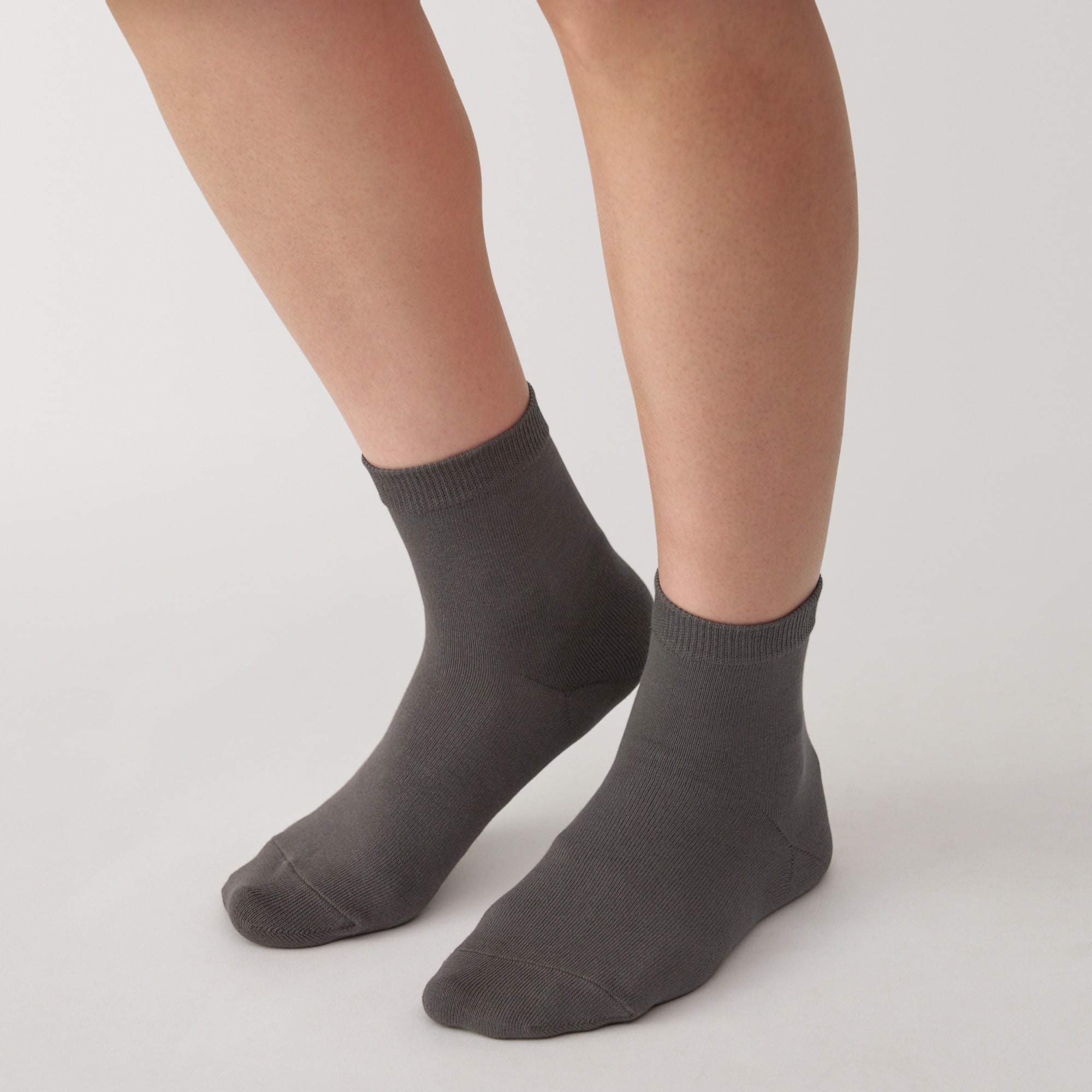 婦人　足なり直角　履き口やわらか　ショート丈靴下（口ゴムなし・三層）