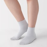 婦人　足なり直角　履き口やわらか　レーヨン混　薄手ショート丈靴下（口ゴムなし）