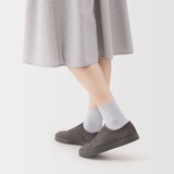婦人　足なり直角　履き口やわらか　レーヨン混　薄手ショート丈靴下（口ゴムなし）