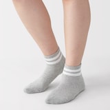 婦人　足なり直角　履き口やわらか　パイル編み　ショート丈靴下（ライン）