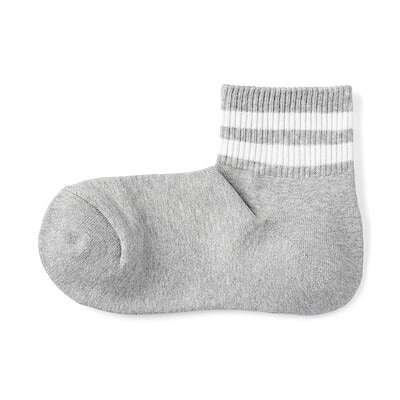 婦人　足なり直角　履き口やわらか　パイル編み　ショート丈靴下（ライン）