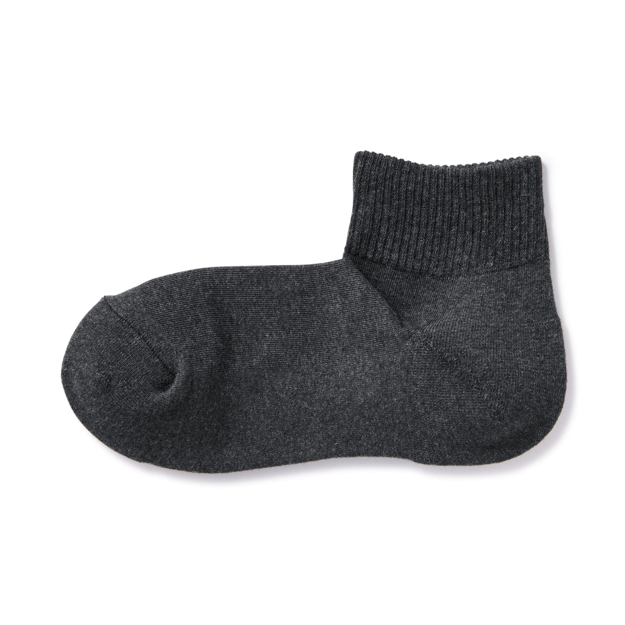 婦人　足なり直角　履き口やわらか　パイル編み　ショート丈靴下　※杢色