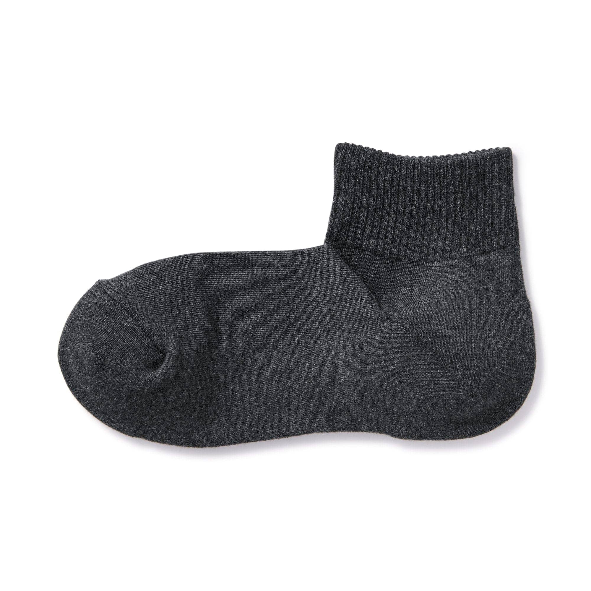 婦人　足なり直角　履き口やわらか　パイル編み　ショート丈靴下　※杢色