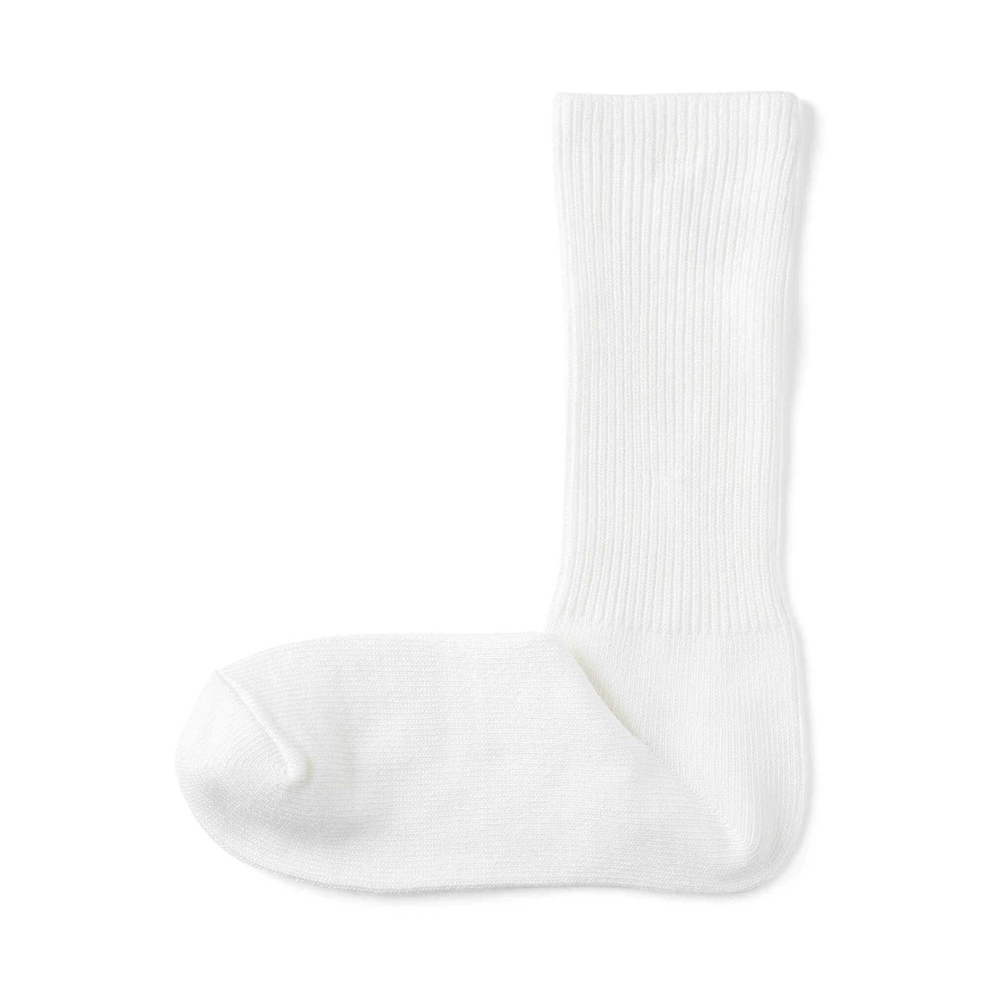婦人　足なり直角　履き口やわらか　リブ編み厚手靴下
