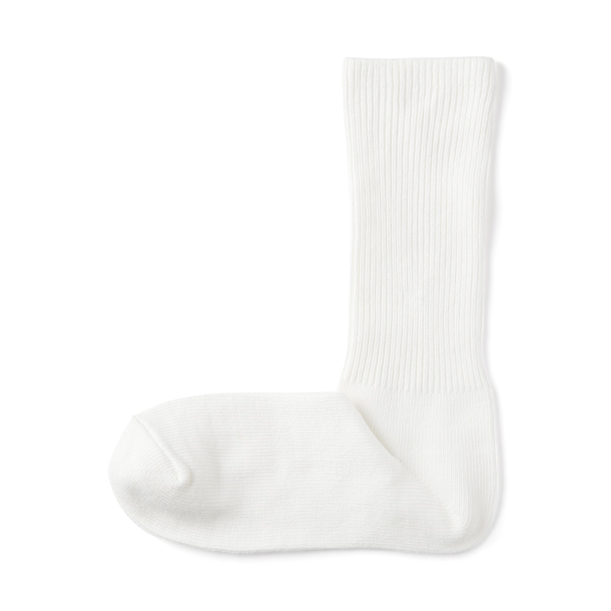 婦人　足なり直角　履き口やわらか　リブ編み厚手靴下