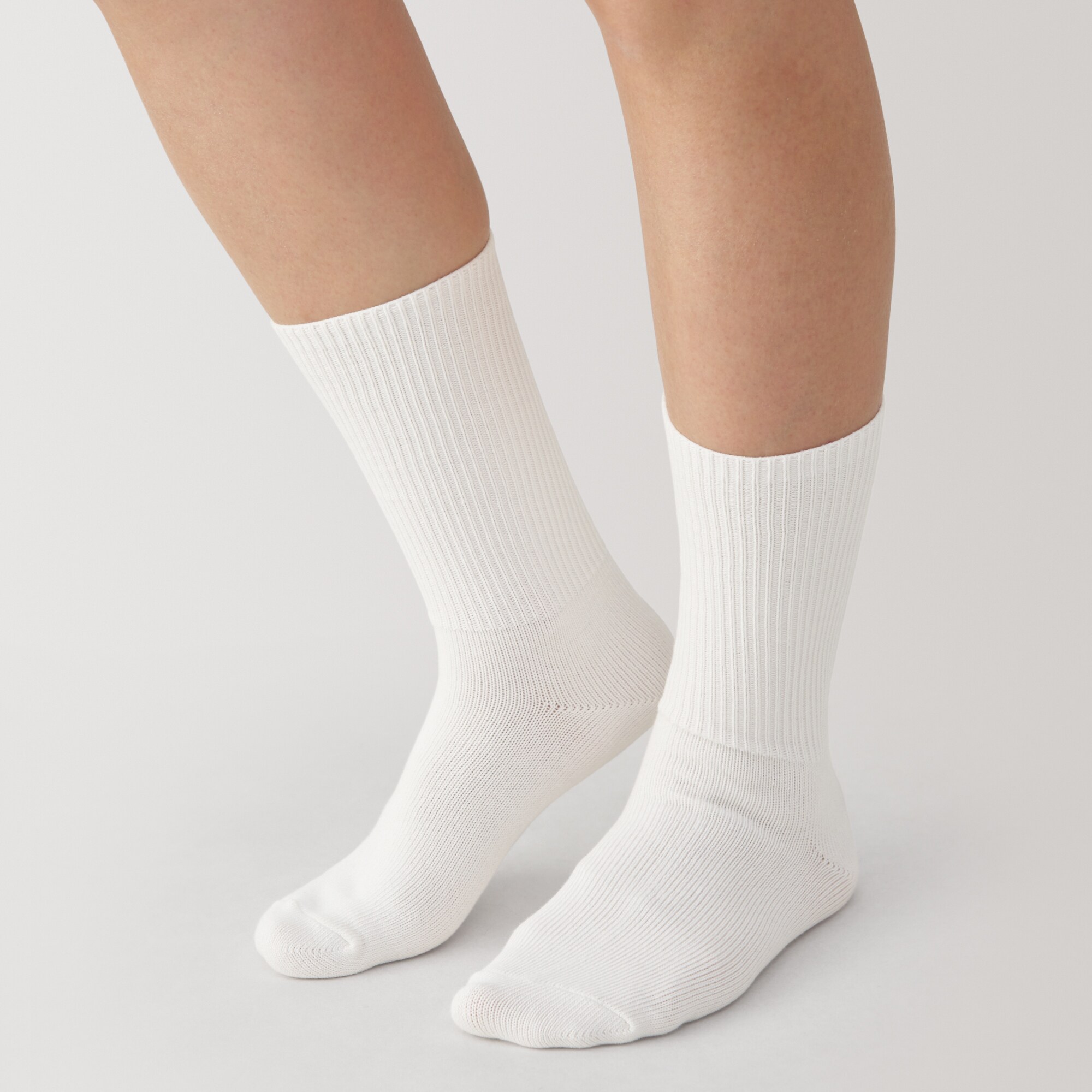 婦人　足なり直角　履き口やわらか　リブ編み厚手靴下