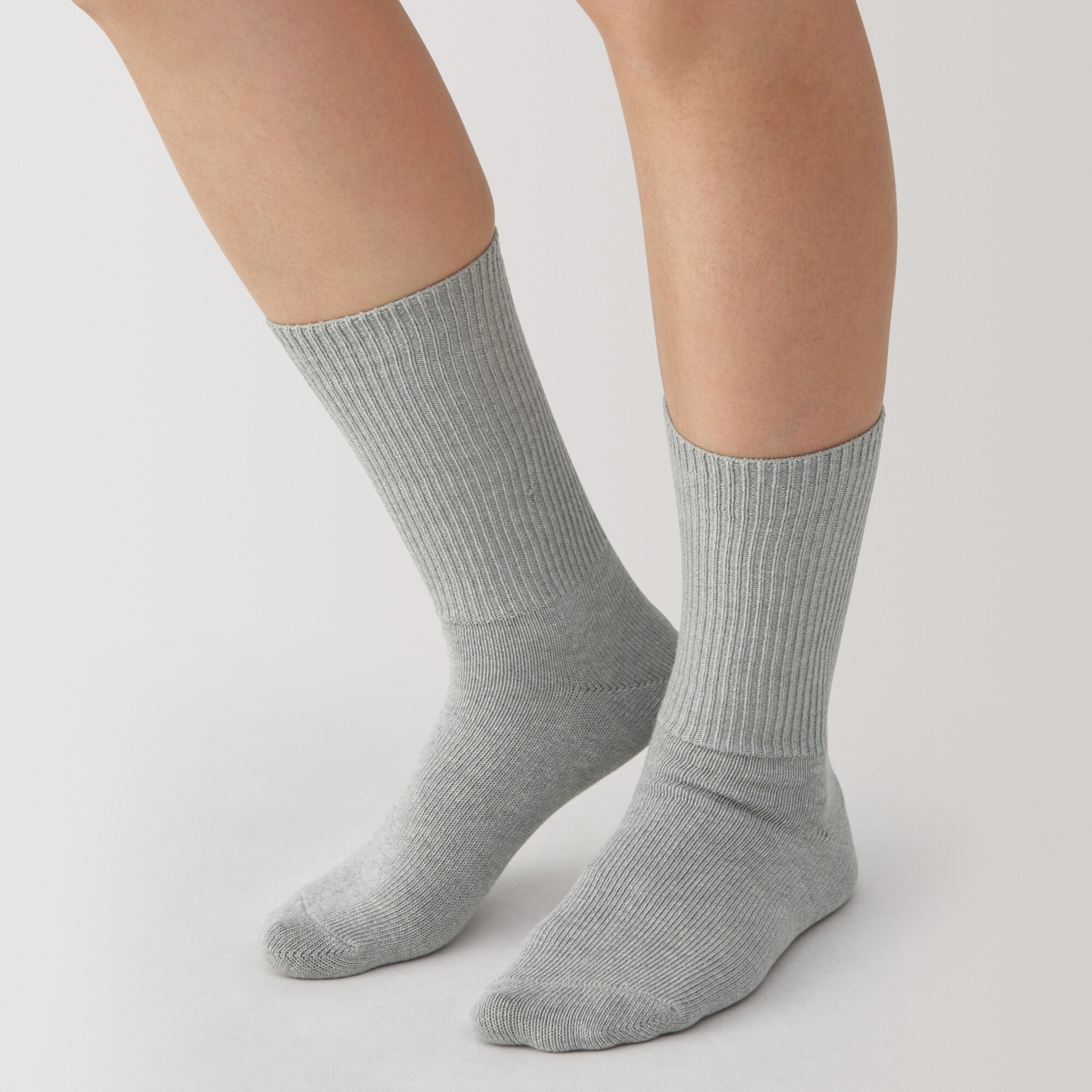 婦人　足なり直角　履き口やわらか　リブ編み厚手靴下