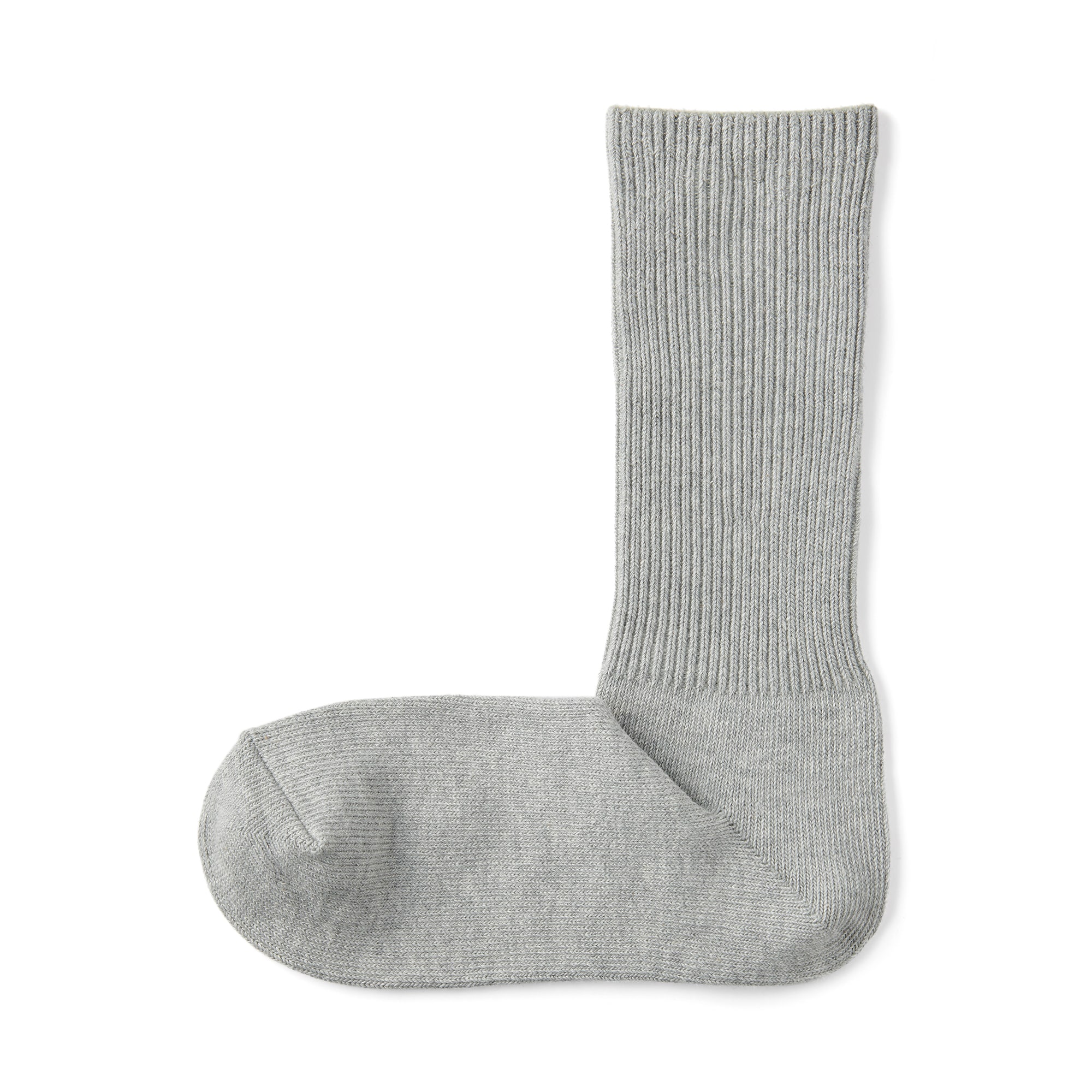 婦人　足なり直角　履き口やわらか　リブ編み厚手靴下