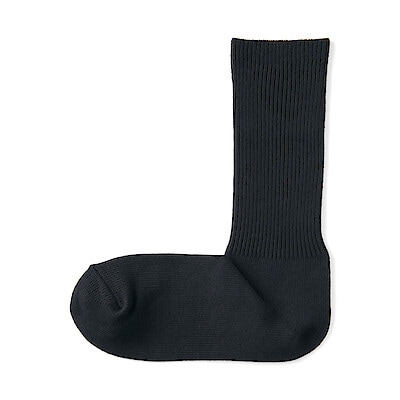 婦人　足なり直角　履き口やわらか　リブ編み厚手靴下