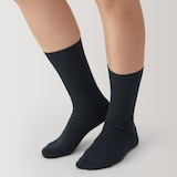 婦人　足なり直角　履き口やわらか　リブ編み厚手靴下