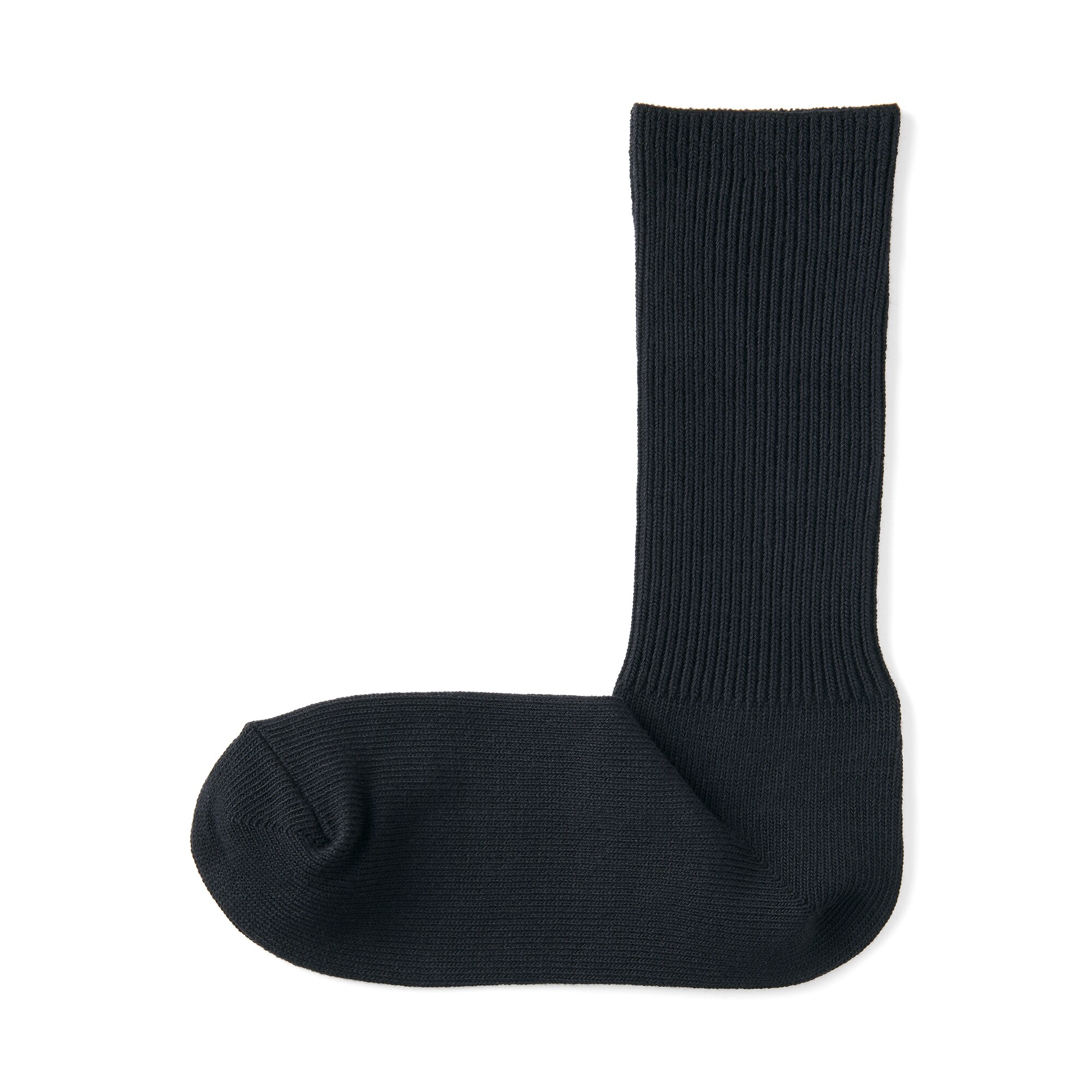 婦人　足なり直角　履き口やわらか　リブ編み厚手靴下
