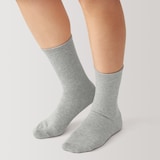 婦人　足なり直角　履き口やわらか　足首に沿う靴下　※杢色