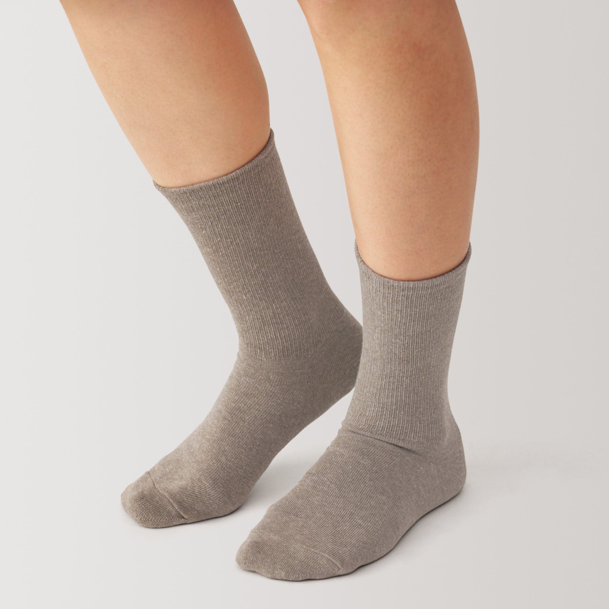 婦人　足なり直角　履き口やわらか　足首に沿う靴下　※杢色