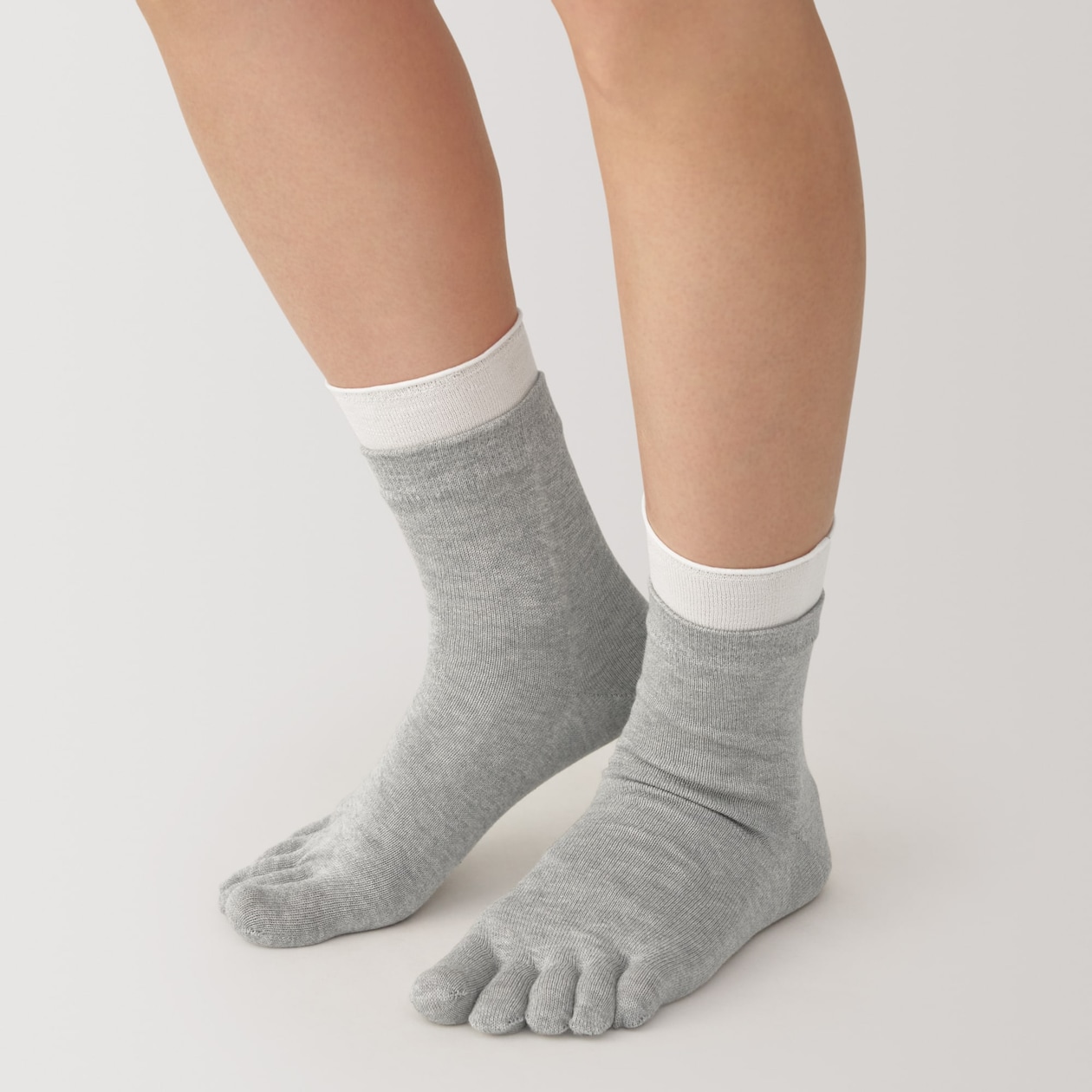 婦人　足なり直角　重ね履き　５本指靴下（２足組）