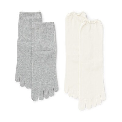 婦人　足なり直角　重ね履き　５本指靴下（２足組）