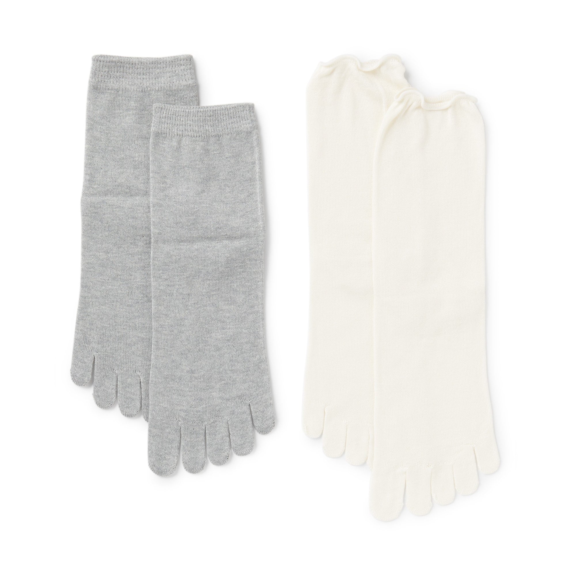 婦人　足なり直角　重ね履き　５本指靴下（２足組）