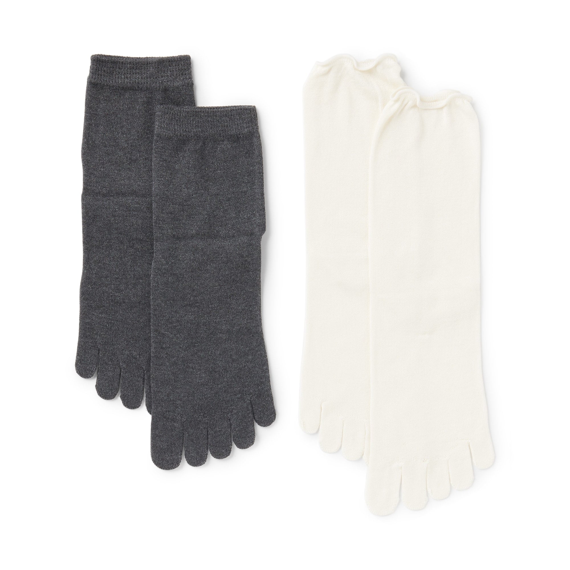 婦人　足なり直角　重ね履き　５本指靴下（２足組）