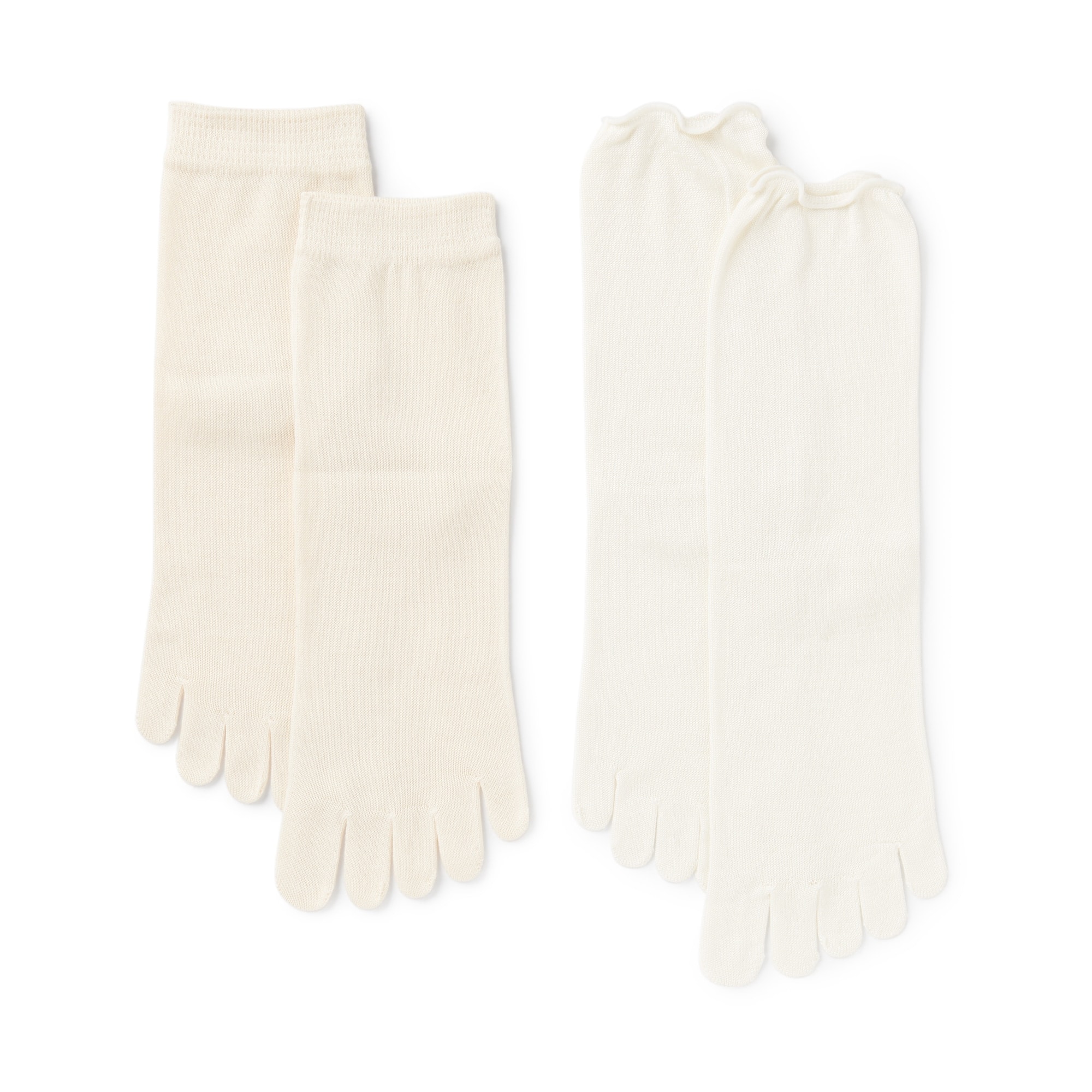 婦人　足なり直角　重ね履き　５本指靴下（２足組）