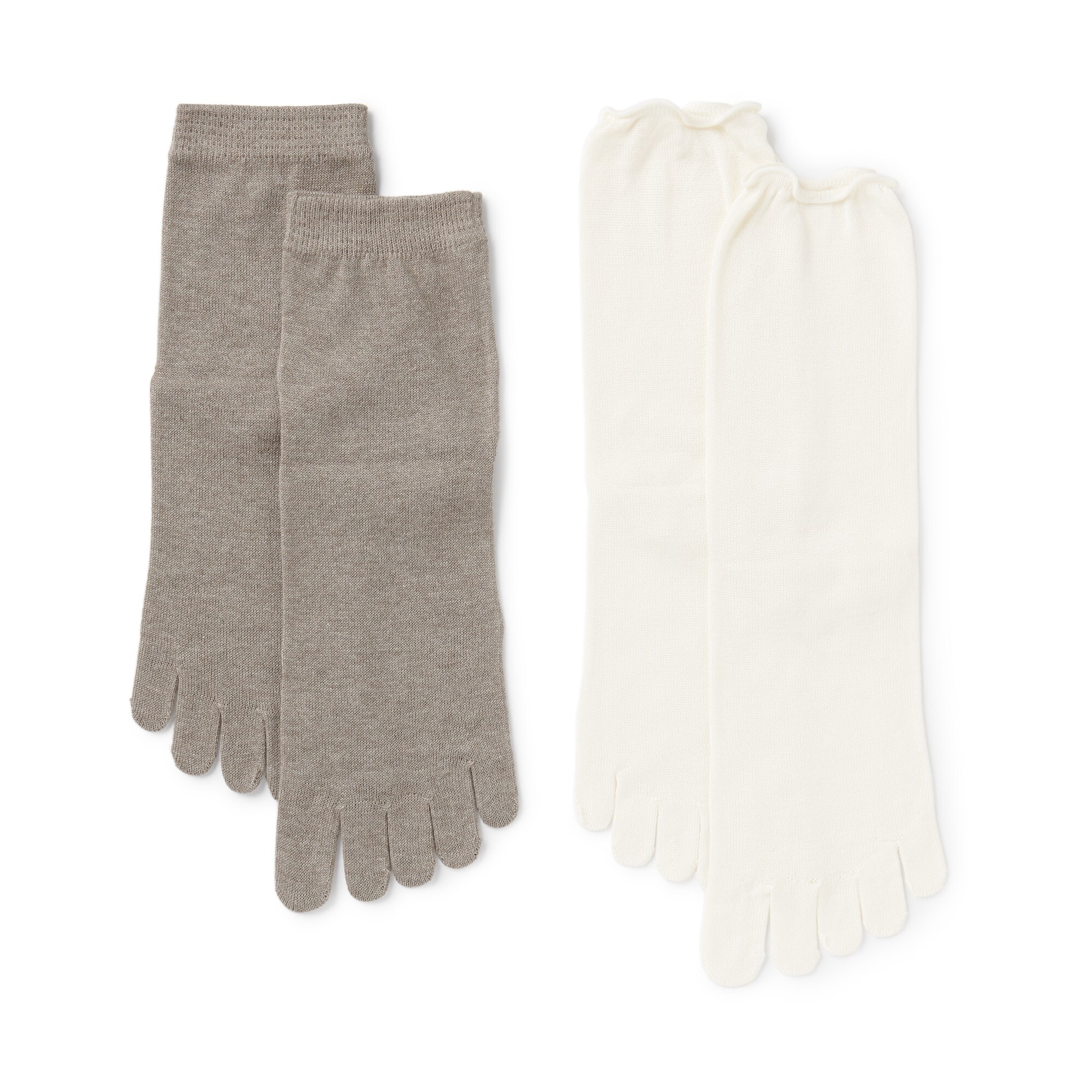 婦人　足なり直角　重ね履き　５本指靴下（２足組）