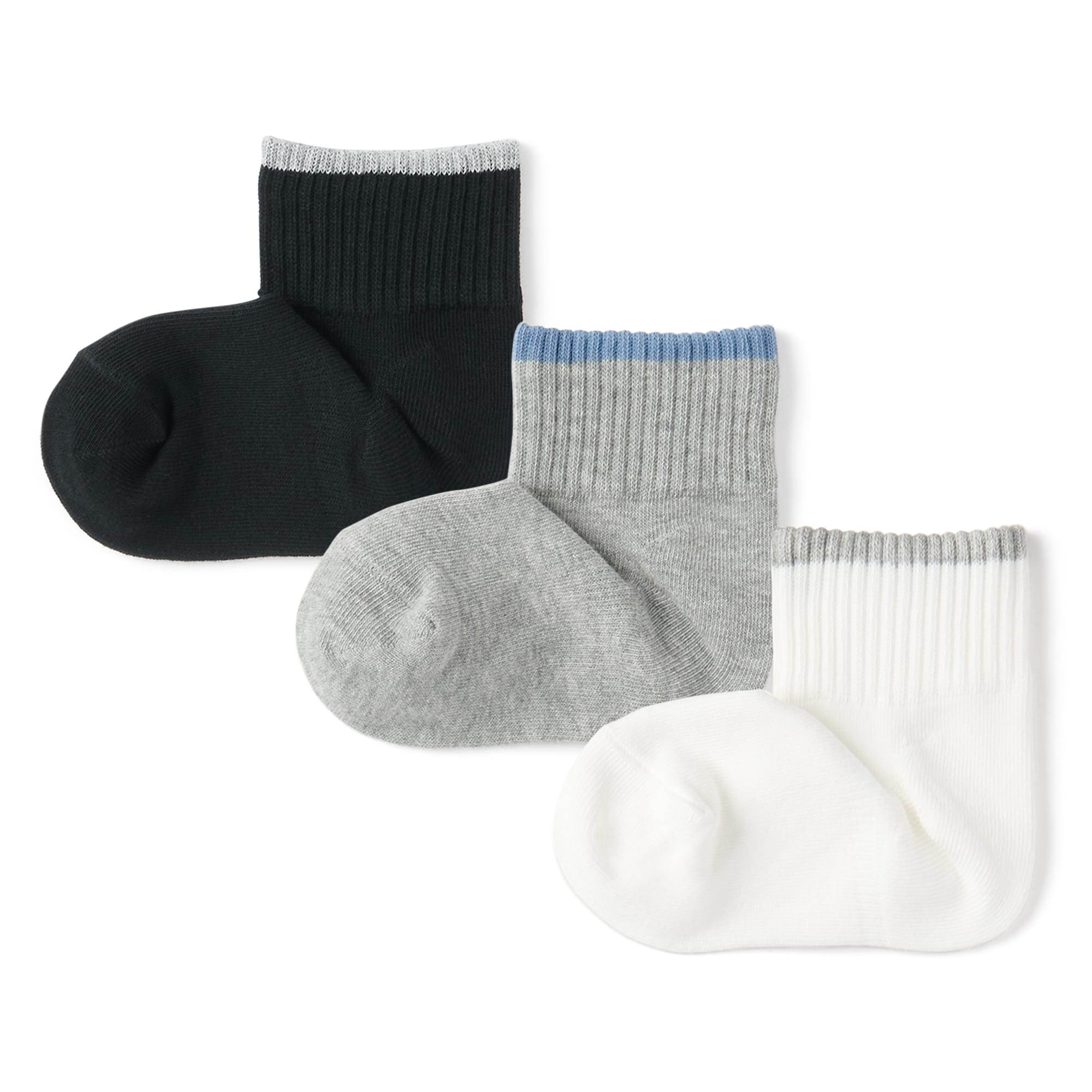 キッズ　足なり直角　ショート丈靴下（柄・３足組）