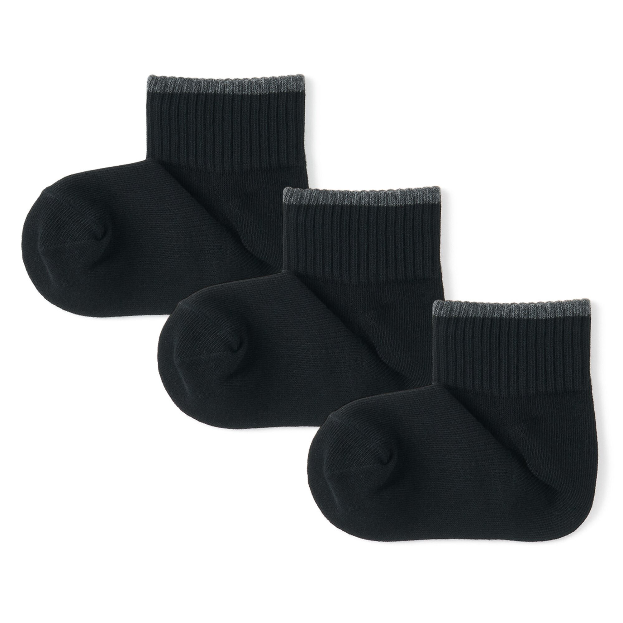 キッズ　足なり直角　ショート丈靴下（柄・３足組）