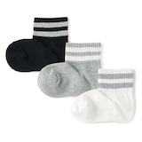 キッズ　足なり直角　ショート丈靴下（柄・３足組）