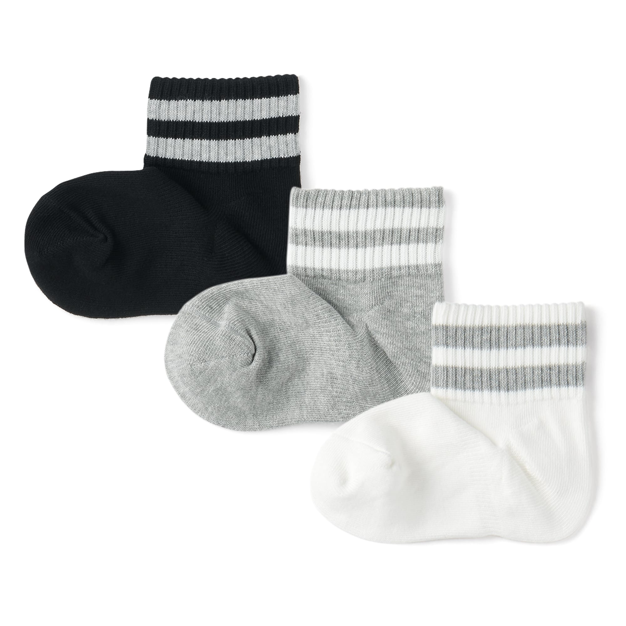 キッズ　足なり直角　ショート丈靴下（柄・３足組）